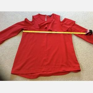 Iman red cold shoulder womens blouse top medium